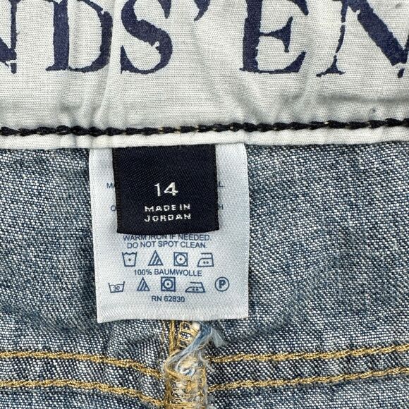 Land's End Denim Blue 5 Pocket Mid Rise Bootcut Jeans Children Size 14 - Picture 3 of 9